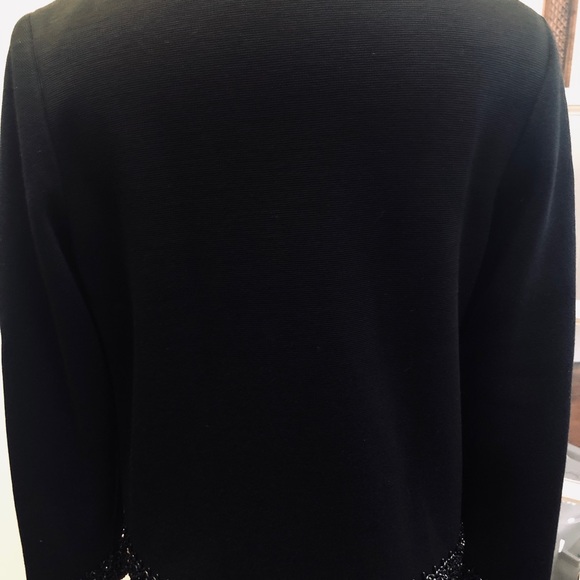 VINTAGE EVENING JACKET / TOP Black w Bead Work Heavy Knit One Of A Kind Vintage - Picture 5 of 10